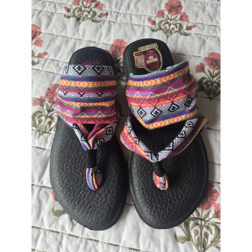 Sanuk Tribal Boho Ankle Wrap Yoga Wrap Sandal Cushioned Comfort Women's 6